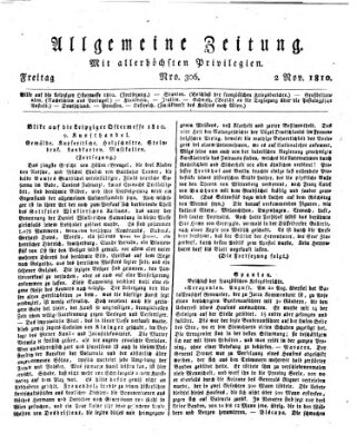 Allgemeine Zeitung Freitag 2. November 1810