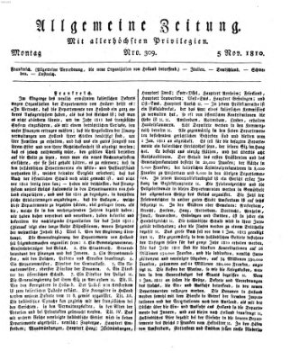 Allgemeine Zeitung Montag 5. November 1810