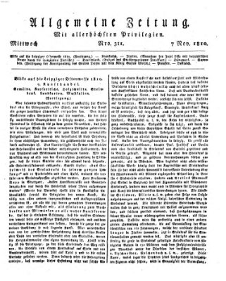 Allgemeine Zeitung Mittwoch 7. November 1810