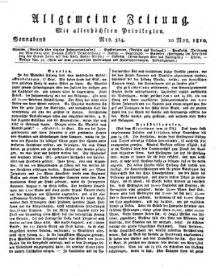 Allgemeine Zeitung Samstag 10. November 1810