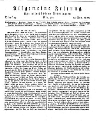 Allgemeine Zeitung Dienstag 13. November 1810