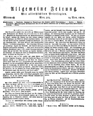 Allgemeine Zeitung Mittwoch 14. November 1810