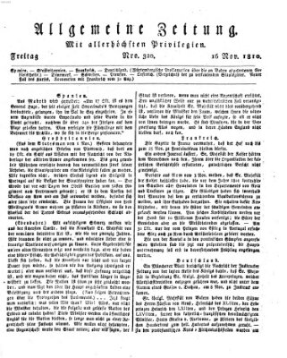 Allgemeine Zeitung Freitag 16. November 1810