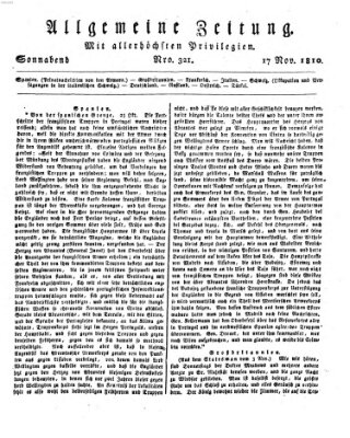 Allgemeine Zeitung Samstag 17. November 1810