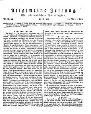 Allgemeine Zeitung Montag 19. November 1810