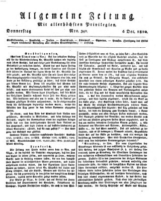 Allgemeine Zeitung Donnerstag 6. Dezember 1810