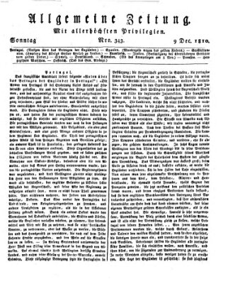 Allgemeine Zeitung Sonntag 9. Dezember 1810