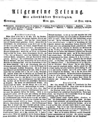 Allgemeine Zeitung Sonntag 16. Dezember 1810