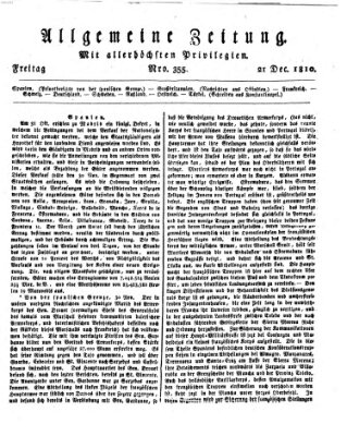 Allgemeine Zeitung Freitag 21. Dezember 1810