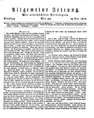 Allgemeine Zeitung Dienstag 25. Dezember 1810