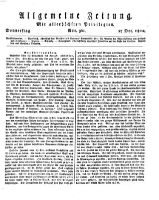 Allgemeine Zeitung Donnerstag 27. Dezember 1810