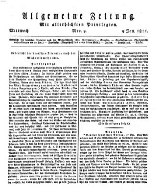 Allgemeine Zeitung Mittwoch 9. Januar 1811