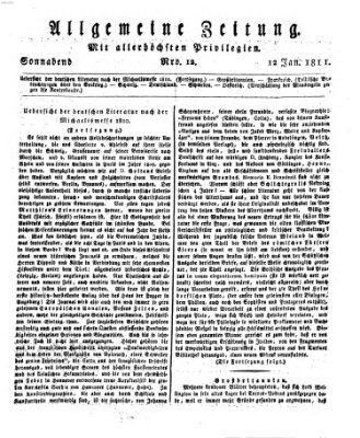 Allgemeine Zeitung Samstag 12. Januar 1811