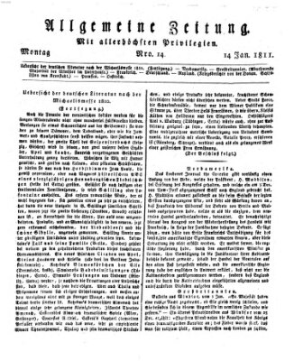 Allgemeine Zeitung Montag 14. Januar 1811