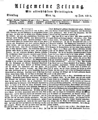 Allgemeine Zeitung Dienstag 15. Januar 1811