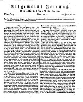 Allgemeine Zeitung Dienstag 29. Januar 1811