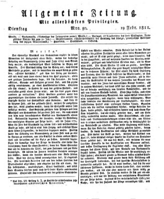 Allgemeine Zeitung Dienstag 19. Februar 1811