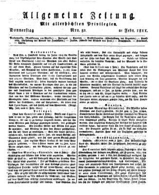 Allgemeine Zeitung Donnerstag 21. Februar 1811