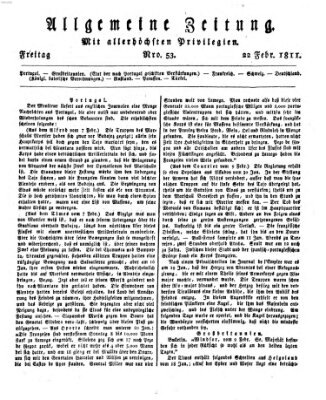 Allgemeine Zeitung Freitag 22. Februar 1811
