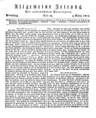 Allgemeine Zeitung Dienstag 5. März 1811