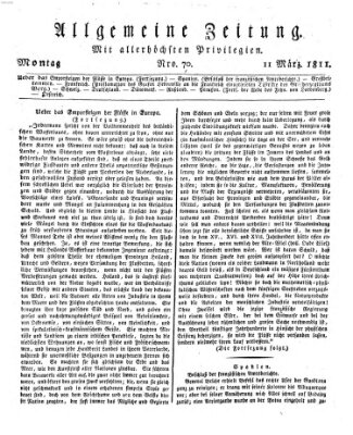 Allgemeine Zeitung Montag 11. März 1811