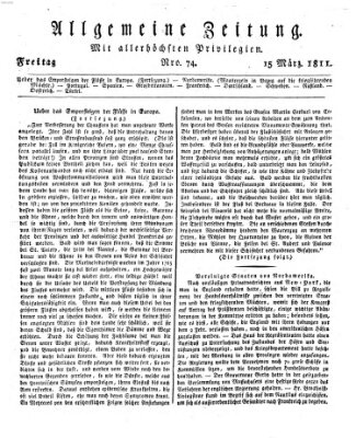 Allgemeine Zeitung Freitag 15. März 1811
