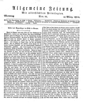 Allgemeine Zeitung Montag 18. März 1811