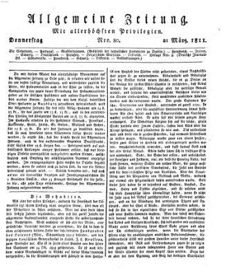 Allgemeine Zeitung Donnerstag 21. März 1811