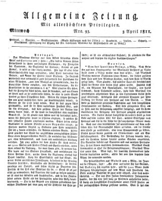 Allgemeine Zeitung Mittwoch 3. April 1811