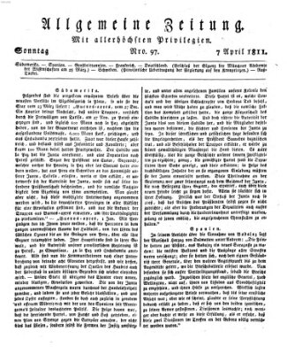 Allgemeine Zeitung Sonntag 7. April 1811