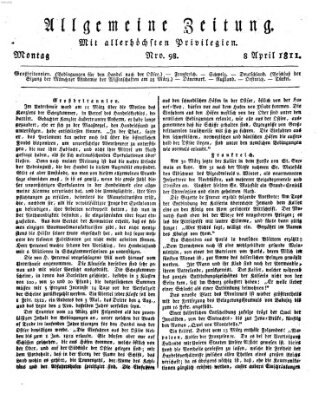 Allgemeine Zeitung Montag 8. April 1811