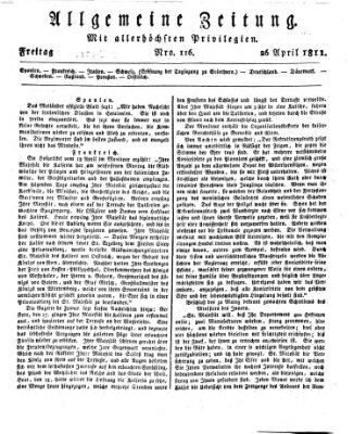 Allgemeine Zeitung Freitag 26. April 1811