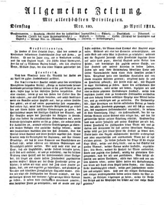 Allgemeine Zeitung Dienstag 30. April 1811