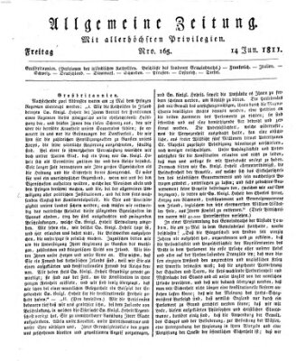 Allgemeine Zeitung Freitag 14. Juni 1811