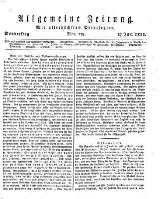 Allgemeine Zeitung Donnerstag 27. Juni 1811