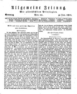 Allgemeine Zeitung Sonntag 30. Juni 1811