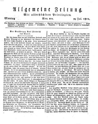 Allgemeine Zeitung Montag 29. Juli 1811