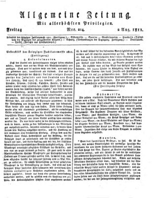 Allgemeine Zeitung Freitag 2. August 1811