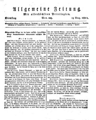 Allgemeine Zeitung Dienstag 13. August 1811