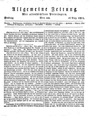 Allgemeine Zeitung Freitag 16. August 1811