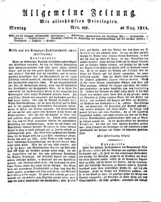 Allgemeine Zeitung Montag 26. August 1811