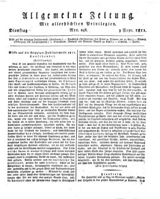 Allgemeine Zeitung Dienstag 3. September 1811