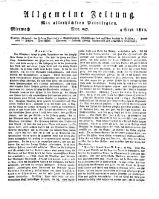 Allgemeine Zeitung Mittwoch 4. September 1811