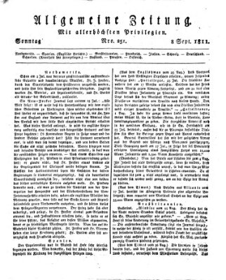 Allgemeine Zeitung Sonntag 8. September 1811