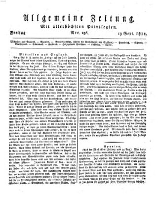 Allgemeine Zeitung Freitag 13. September 1811