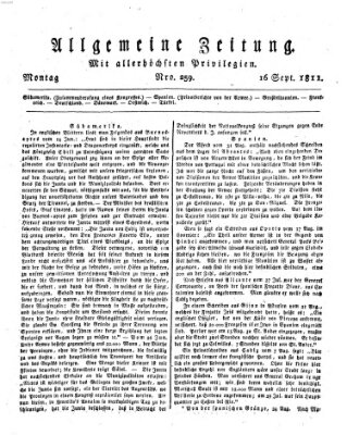 Allgemeine Zeitung Montag 16. September 1811