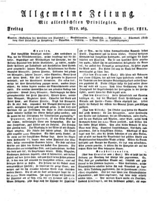 Allgemeine Zeitung Freitag 20. September 1811