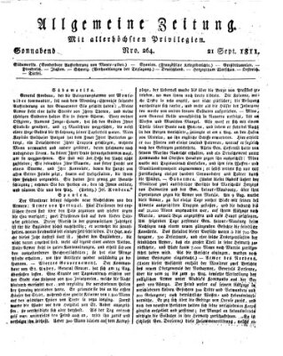 Allgemeine Zeitung Samstag 21. September 1811