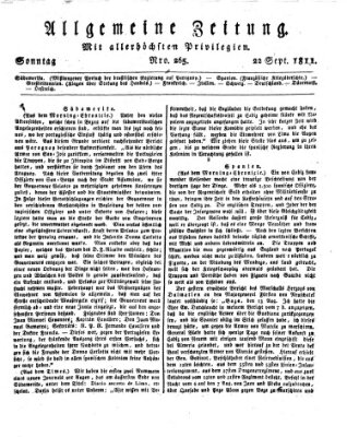 Allgemeine Zeitung Sonntag 22. September 1811