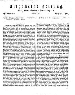 Allgemeine Zeitung Samstag 28. September 1811